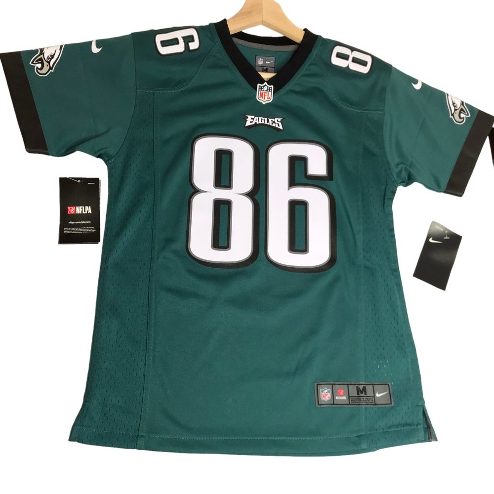 New NWT Football Jersey NFL NIKE EAGLES Teal Green. Size Youth Medium. #86 ERTZ